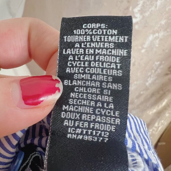 Sanctuary Blue and White Stripes Button Up Off Shoulder Blouse Women's Size S - Picture 6 of 7